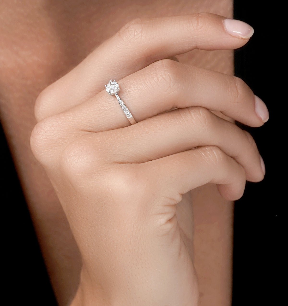 Masami Lab Diamond Engagement Ring 0.20ct Pave Set in 925 Sterling Silver
